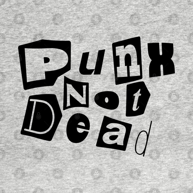 "Rebellious Spirit: Punk's Not Dead" Retro Newspaper Cutout Tee by Skull Riffs & Zombie Threads